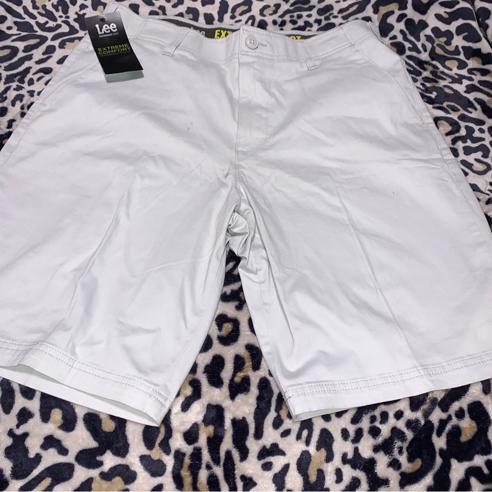 Lee Extreme Comfort Mens Chino Shorts 34 Beige Stretch Elastic Waist